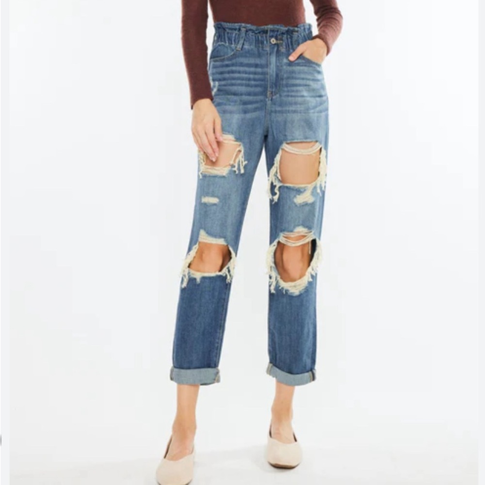 kancan high waisted paper bag jeans